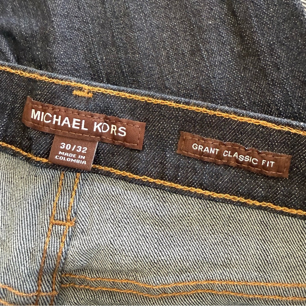 Michael Kors Grant Classic Fit Dark Wash Denim Jeans Modern Preppy Quiet Luxury - Picture 6 of 12